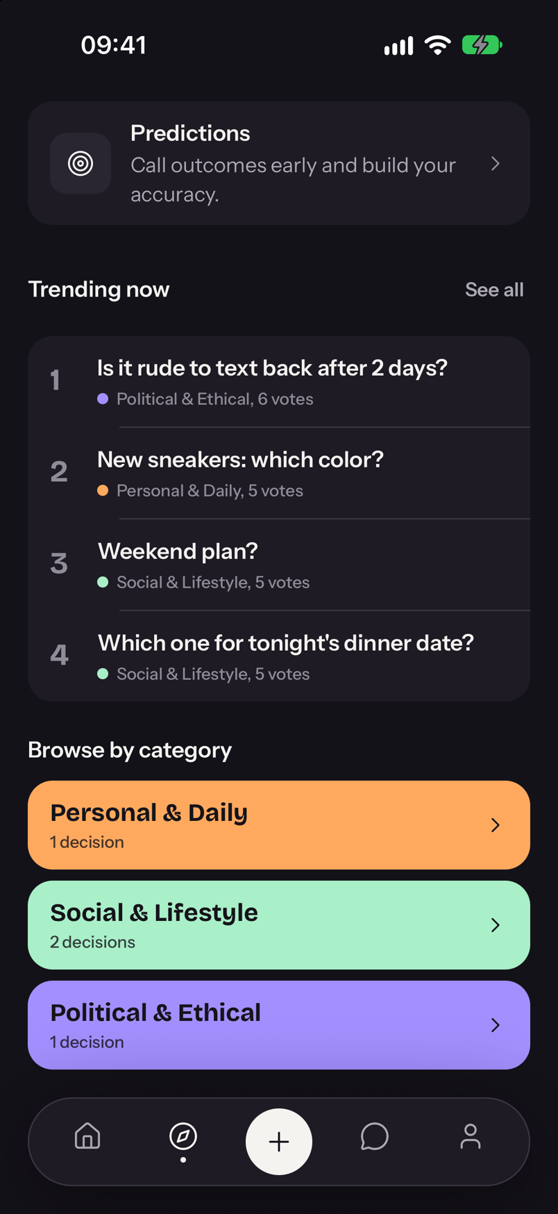 PickMe explore: trending decisions and category rooms